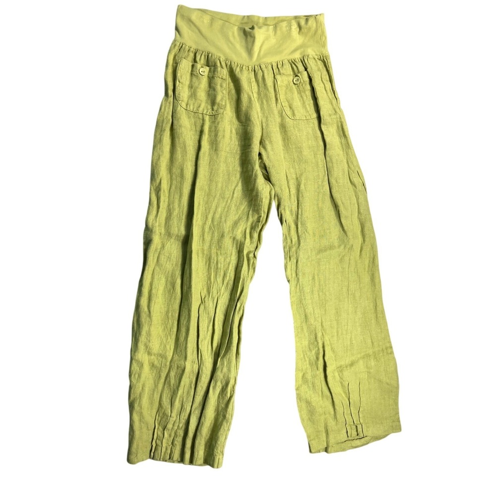 Bohabillie Made in Italy 100% Linen‎ Lime Green Pull-On Pants XS
